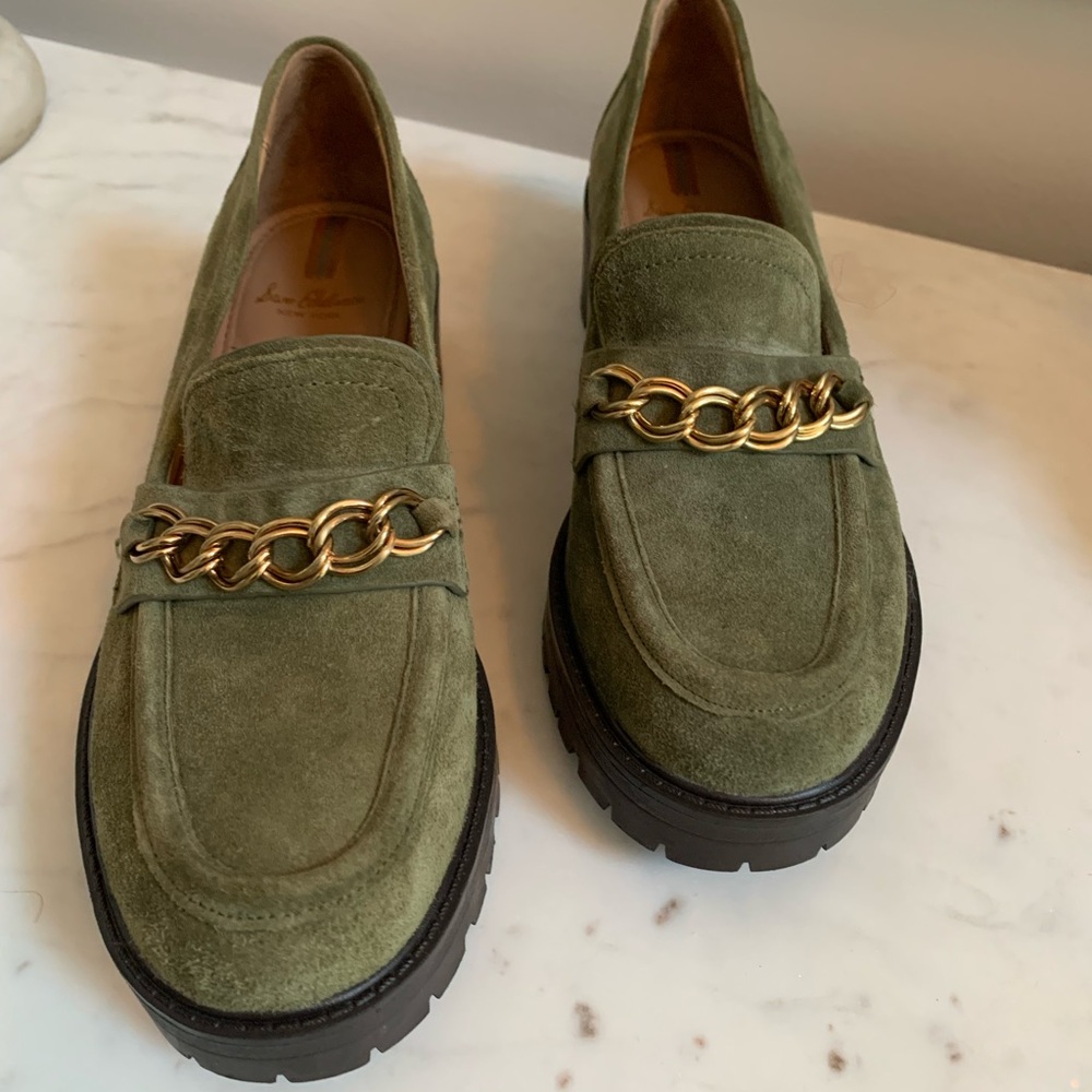 Sam Edelman Suede Green Lugsole Loafers